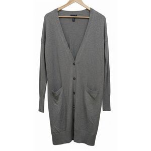 Gap womens large duster cardigan sweater long gray cotton teacher minimalist